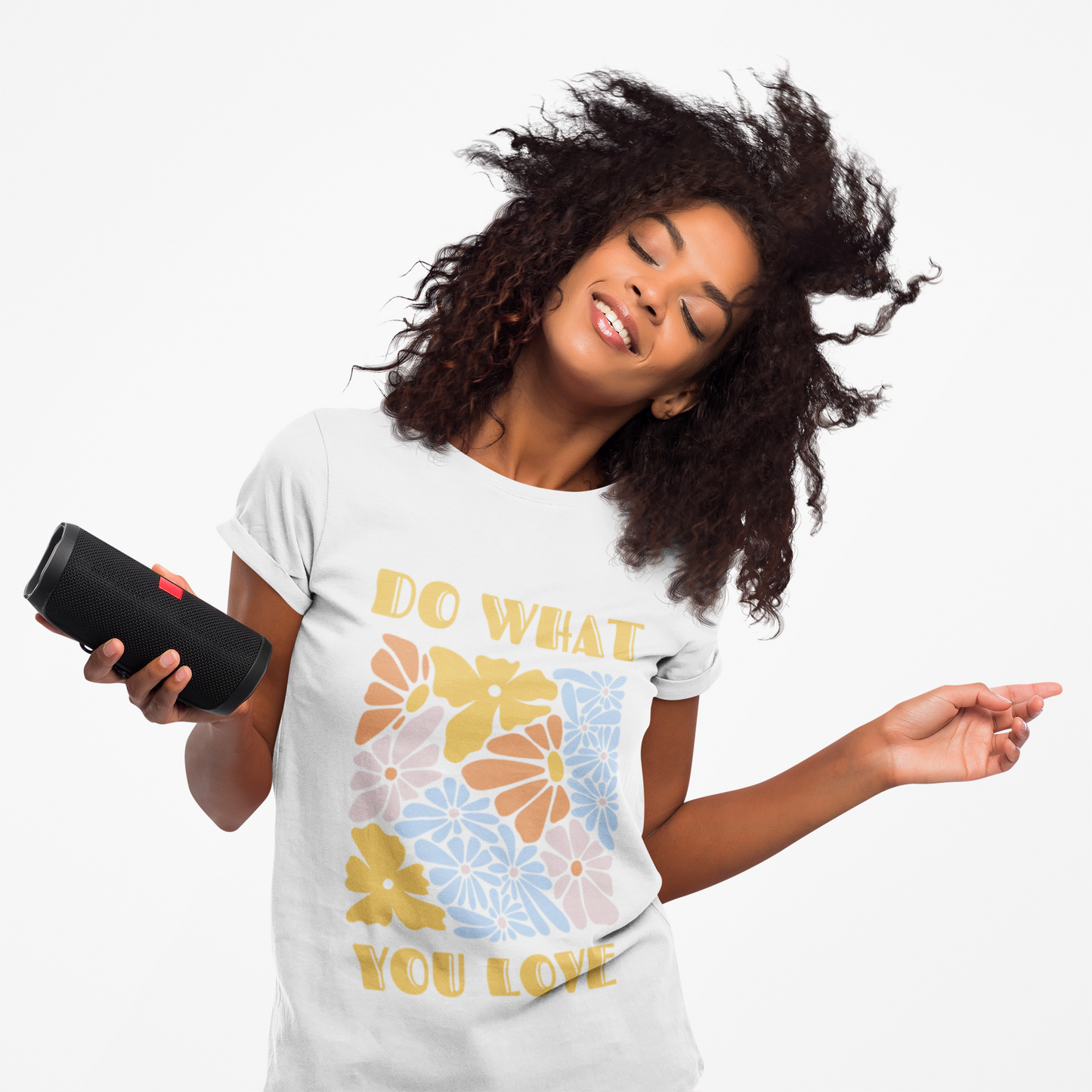 Tee Shirt - Do What You Love 70s Style Flower Print Women's Favorite Tee