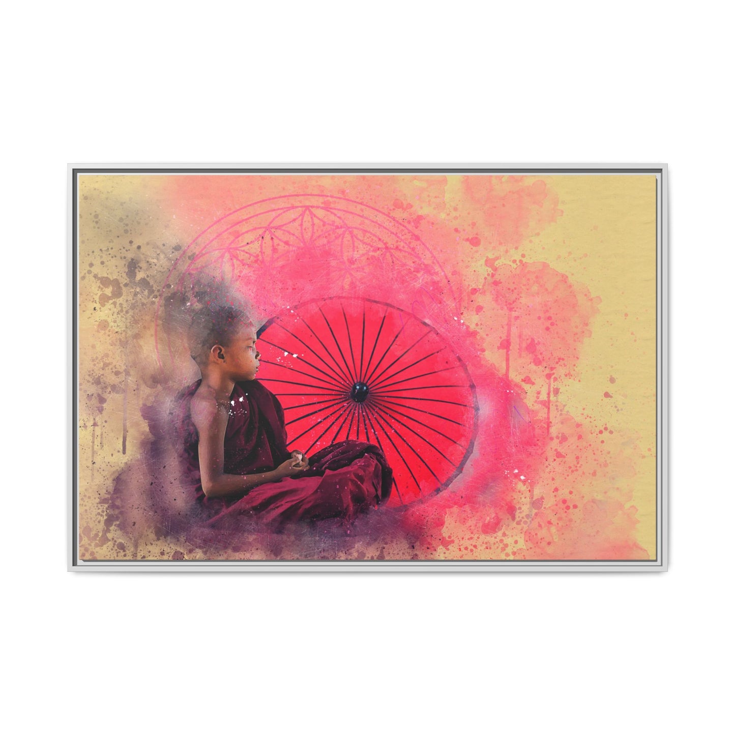 Canvas - "Little Buddha" with Flower of Life energy