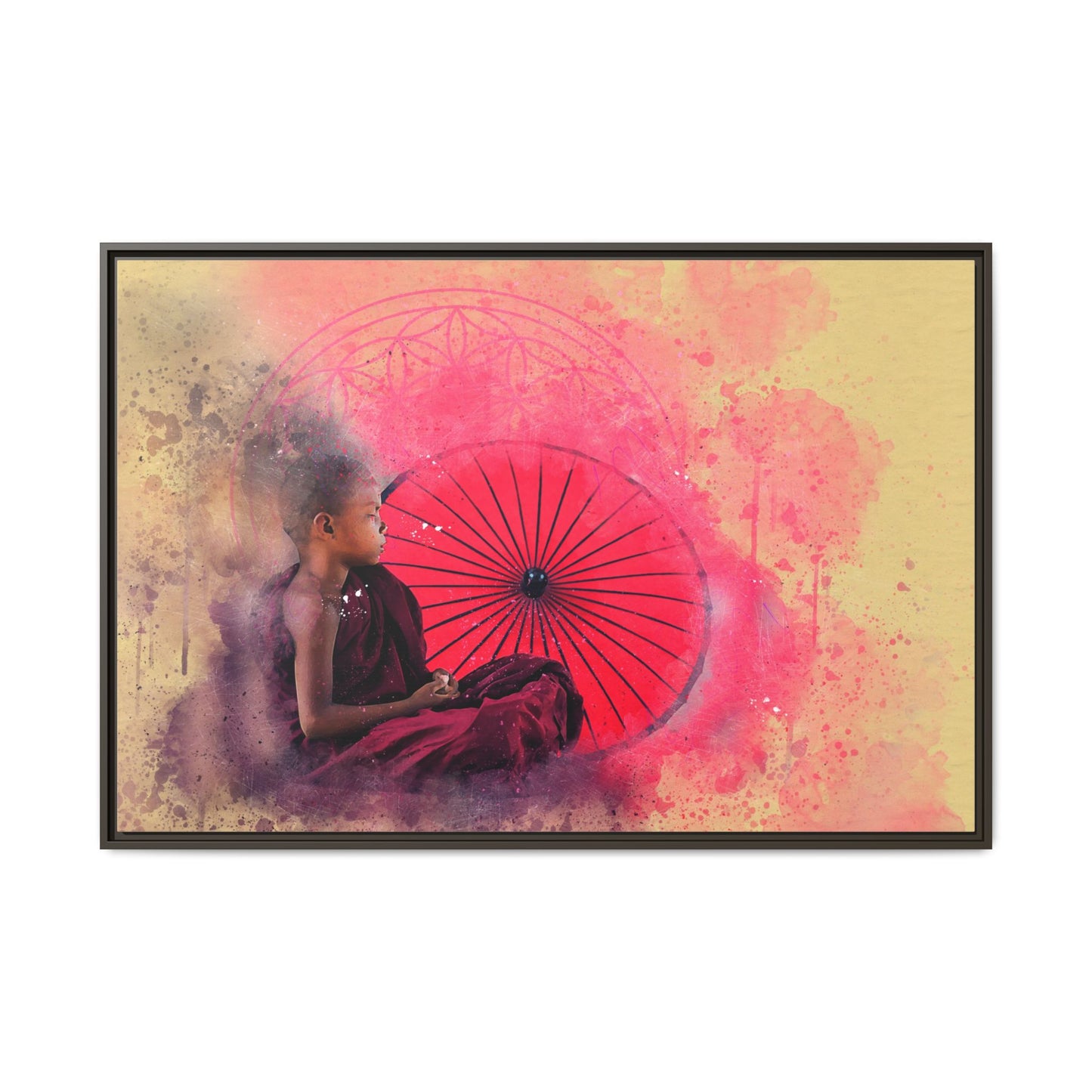 Canvas - "Little Buddha" with Flower of Life energy